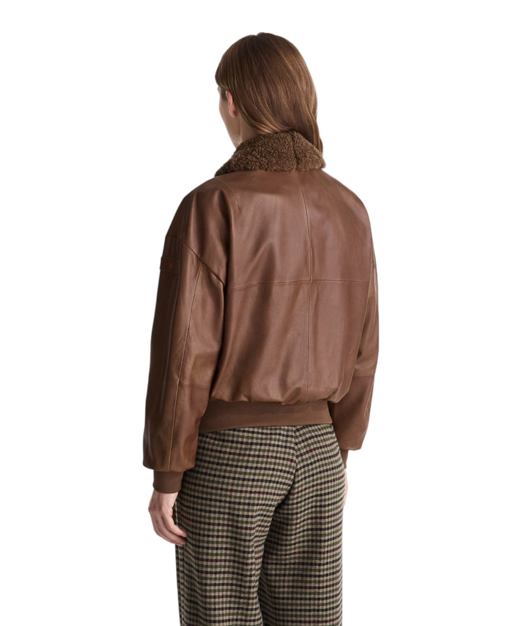 Bomber de piel con cuello de piel de oveja Ruti Le TTP Fur