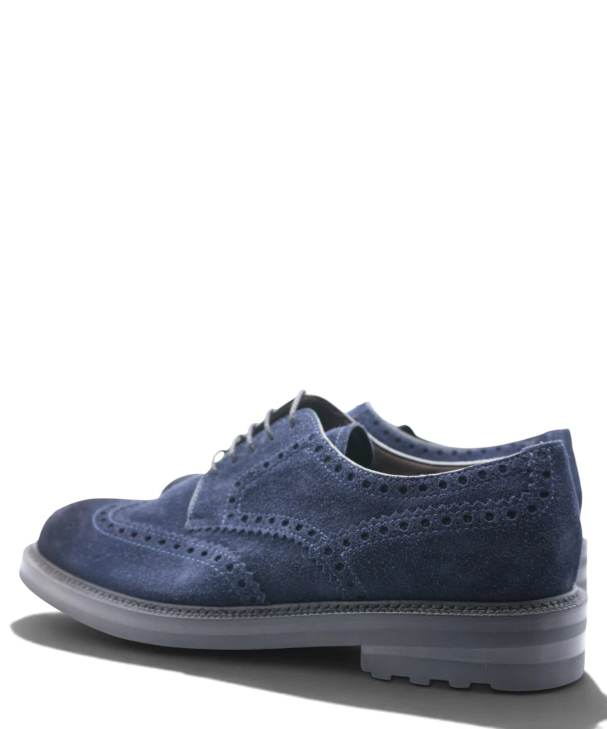 Stringata Brogue Uomo in Camoscio Baltic Blue