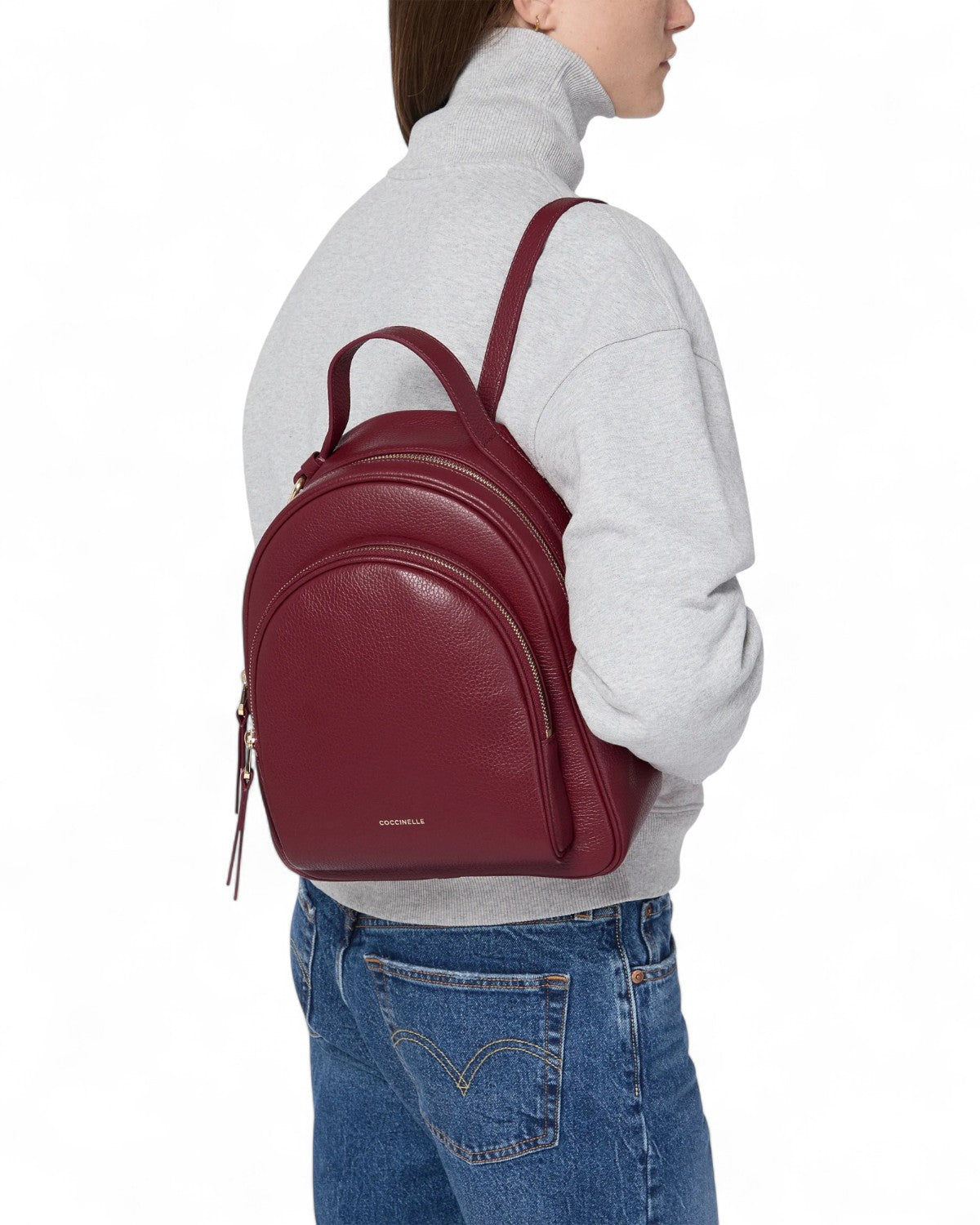 Zaino Malory Medium in Pelle con Grana-Coccinelle-Zaini-Vittorio Citro Boutique