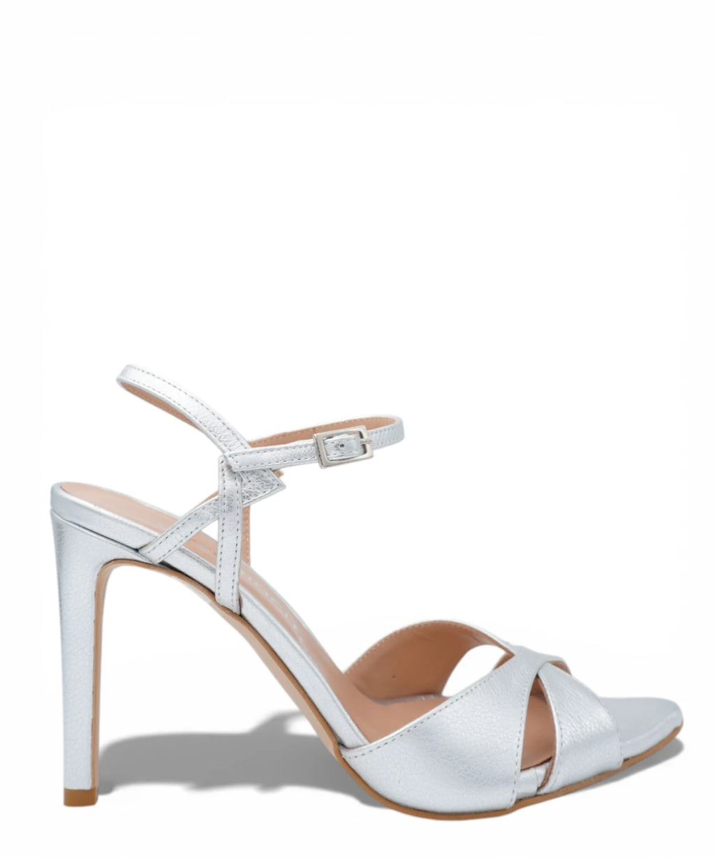 Omega Silver High Heel Sandals for Events