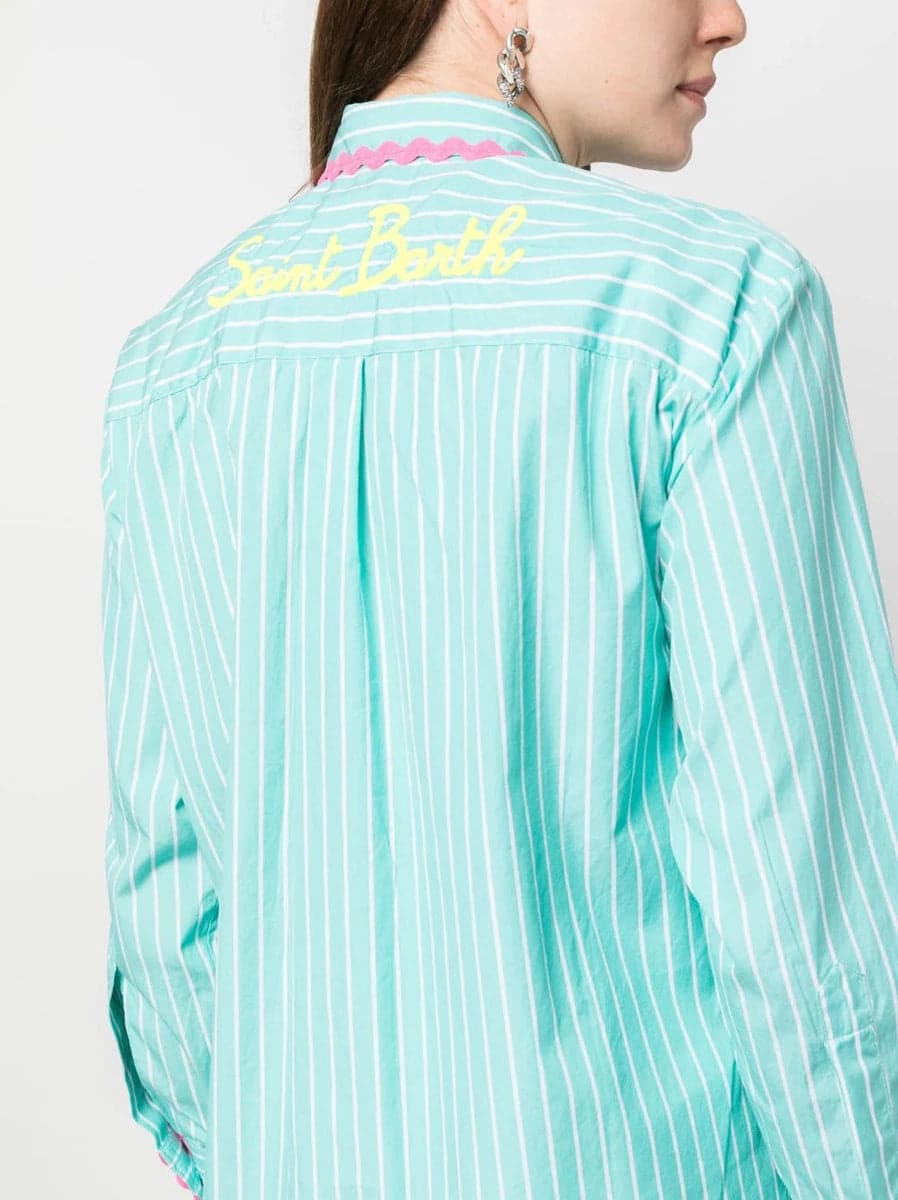 Camicia in cotone a righe con ricamo-Camicie-Mc2 Saint Barth-Vittorio Citro Boutique