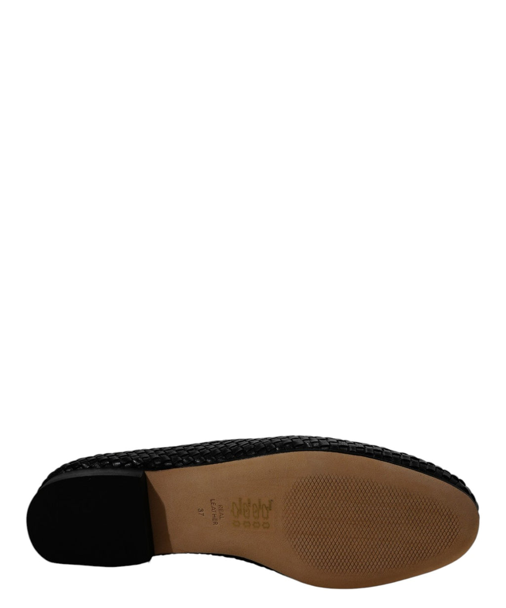 Women's Woven Leather Loafers JVAM