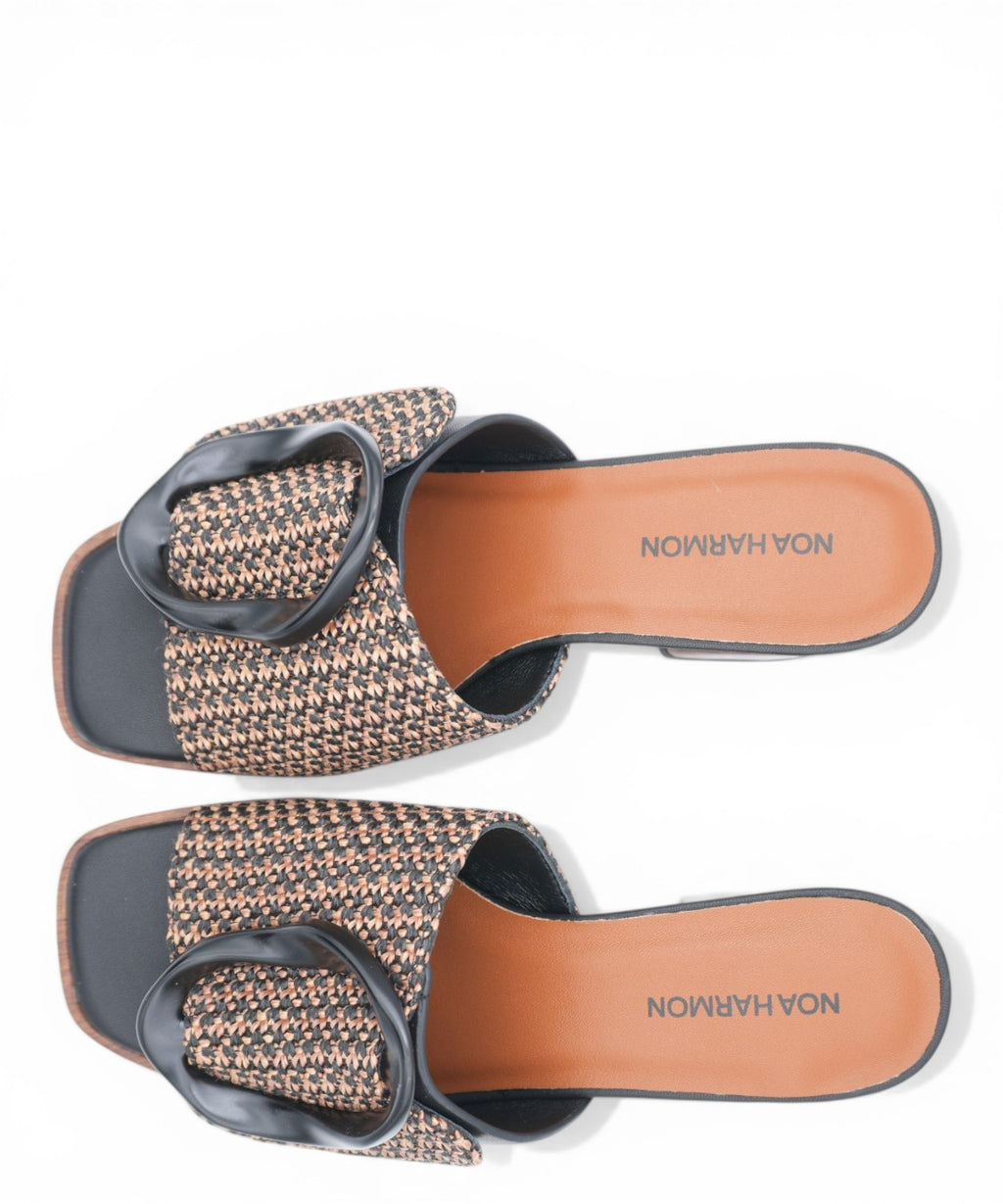 Mules ROSE Noa Harmon tacco legno fibbia intrecciata