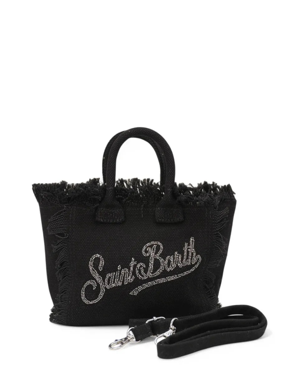Borsa Mini Vanity in Tela Denim Nero con Strass-Mc2 Saint Barth-Borse a mano-Vittorio Citro Boutique