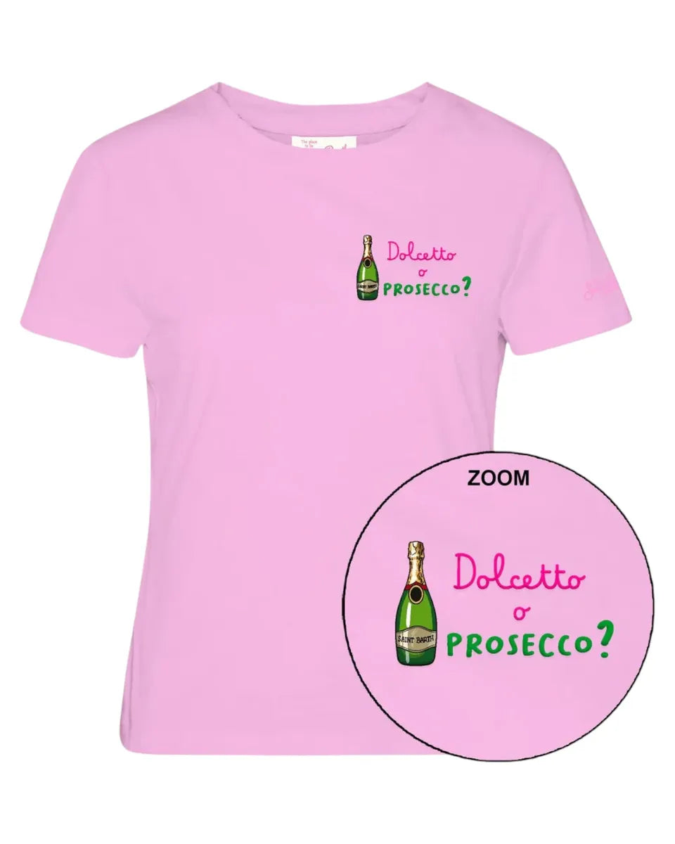 T-shirt Emilie “Dolcetto o Prosecco?” con ricamo-Mc2 Saint Barth-T-shirt-Vittorio Citro Boutique