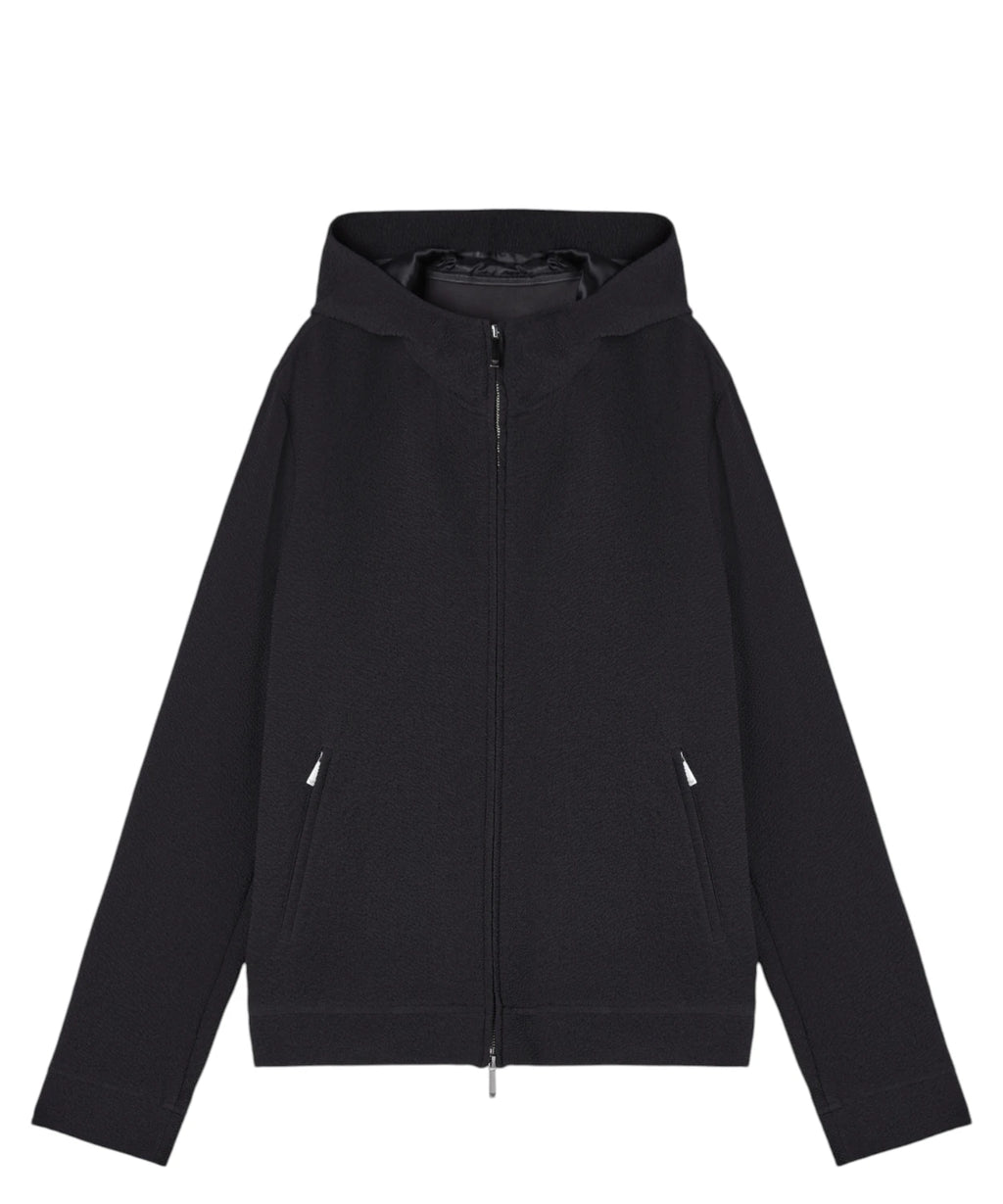Emporio Armani Blouson con Cappuccio in Tessuto Goffrato con Zip