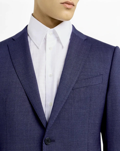 Abito Uomo Slim Fit in Lana Fresca Blu Nero – Completo Elegante Estivo