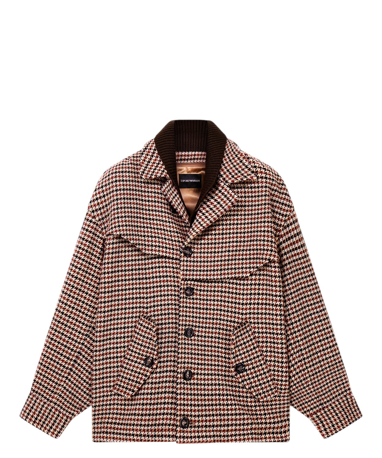 Caban Uomo in Lana Vergine Tweed Check Pied-de-Poule