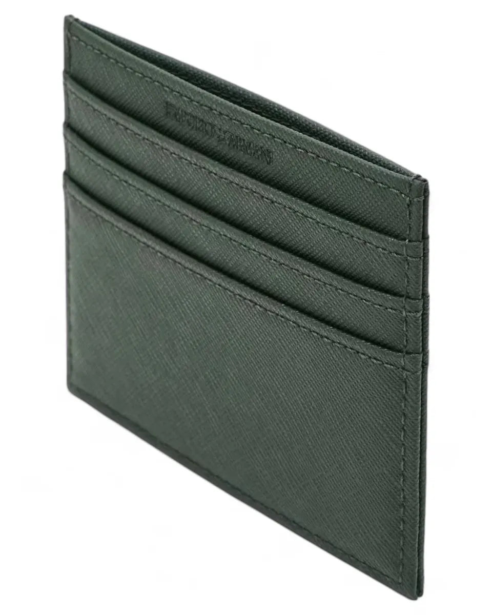 Portacarte in Pelle Rigenerata Saffiano con Logo Aquila-Emporio Armani-Portadocumenti-Vittorio Citro Boutique