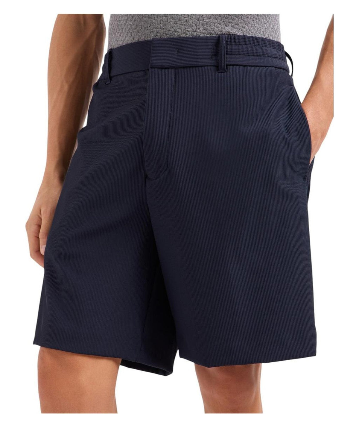 Bermuda in Nylon Stretch Effetto Canneté-Emporio Armani-Pantaloni-Vittorio Citro Boutique