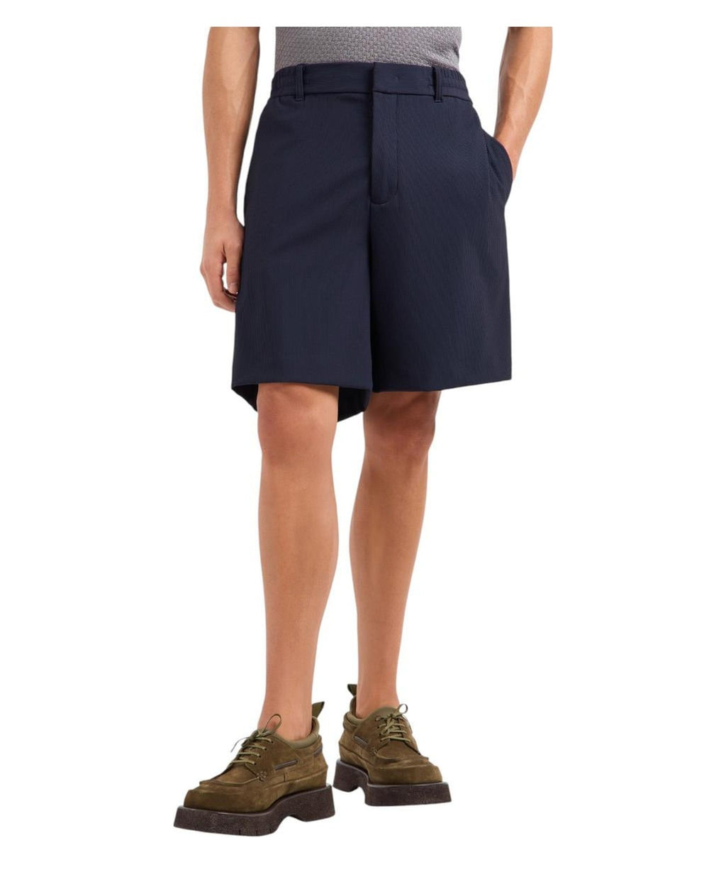 Bermuda in Nylon Stretch Effetto Canneté-Emporio Armani-Pantaloni-Vittorio Citro Boutique