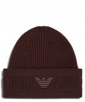 Berretto in lana con risvolto e maxi logo Emporio Armani-Emporio Armani-Cappelli-Vittorio Citro Boutique