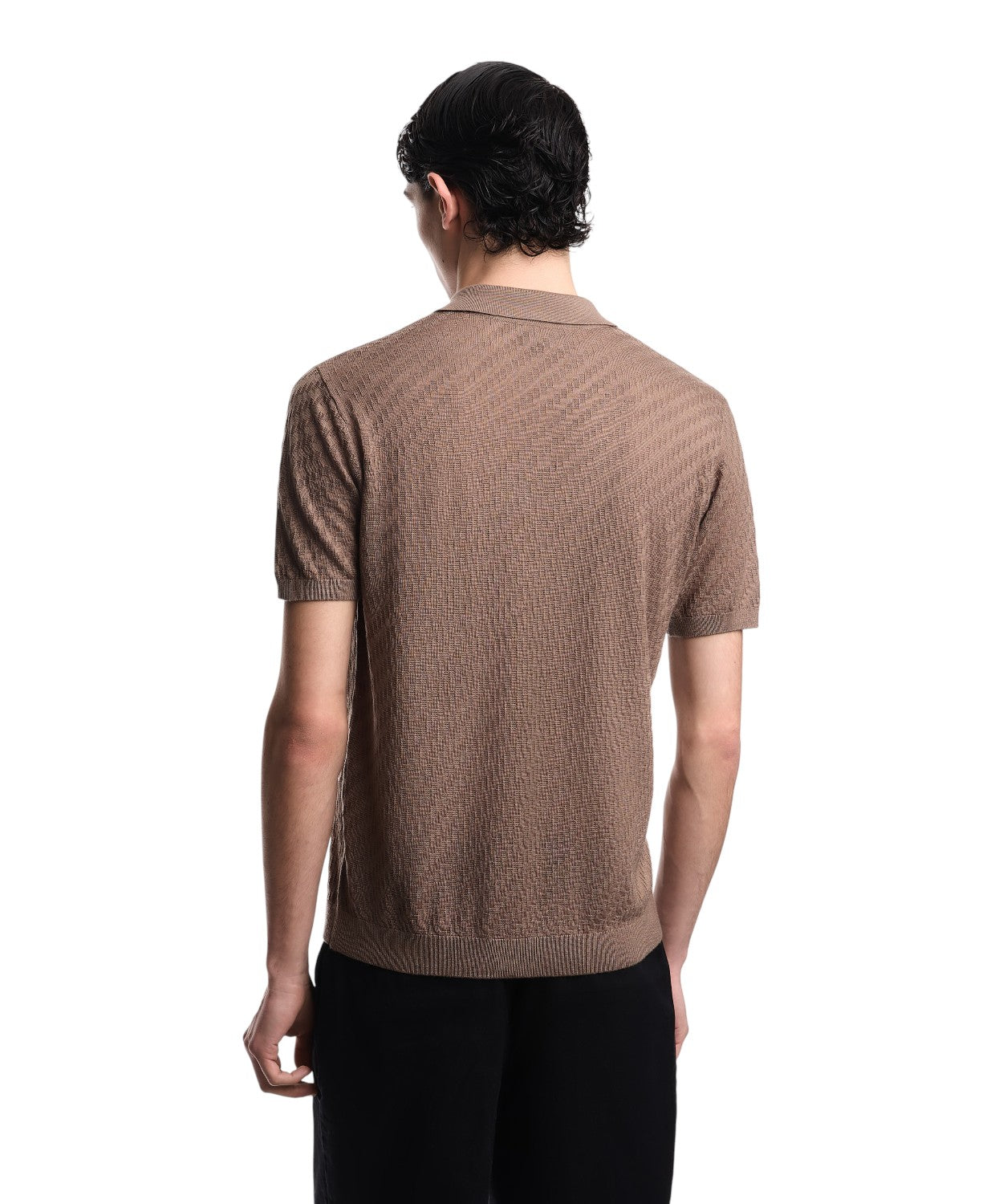 handschuhe herren armani Emporio Armani Herren-Poloshirt aus Lyocell-Mischgewebe – Kurzarm, gerippte Bündchen, Mikro-Adlerstickerei – Vittorio Citro
