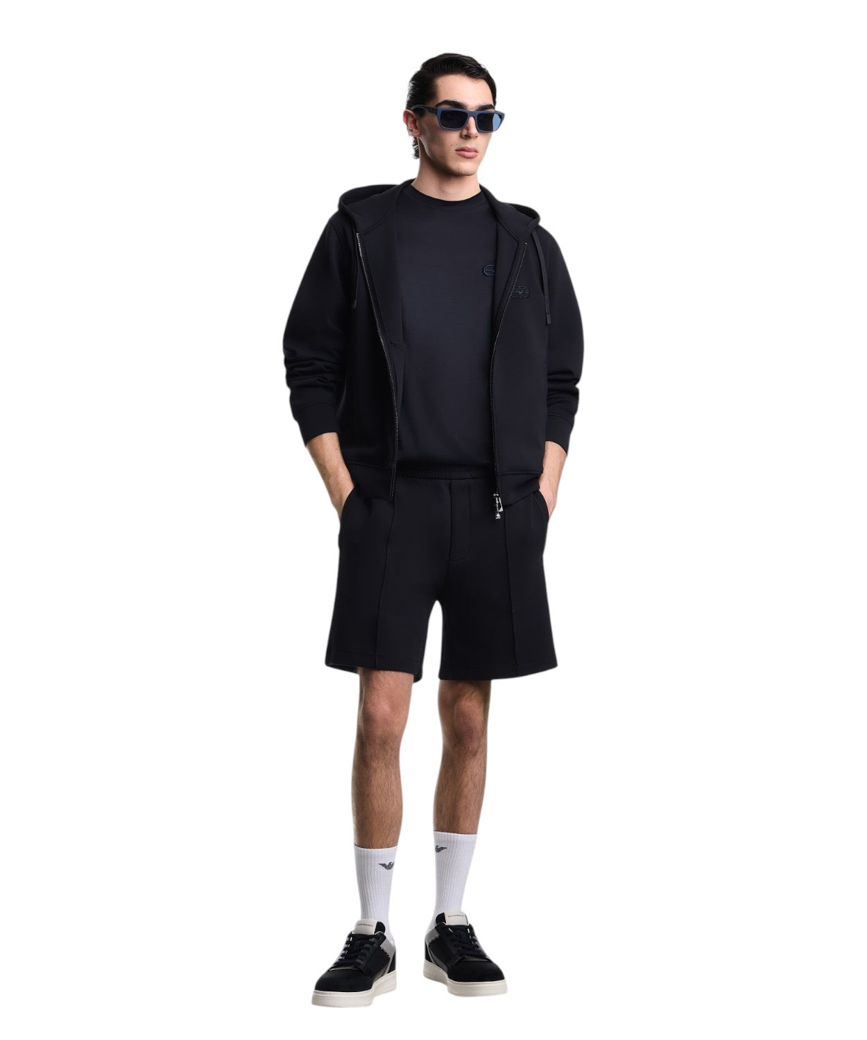 Felpa Emporio Armani Uomo Cappuccio e Zip Comoda