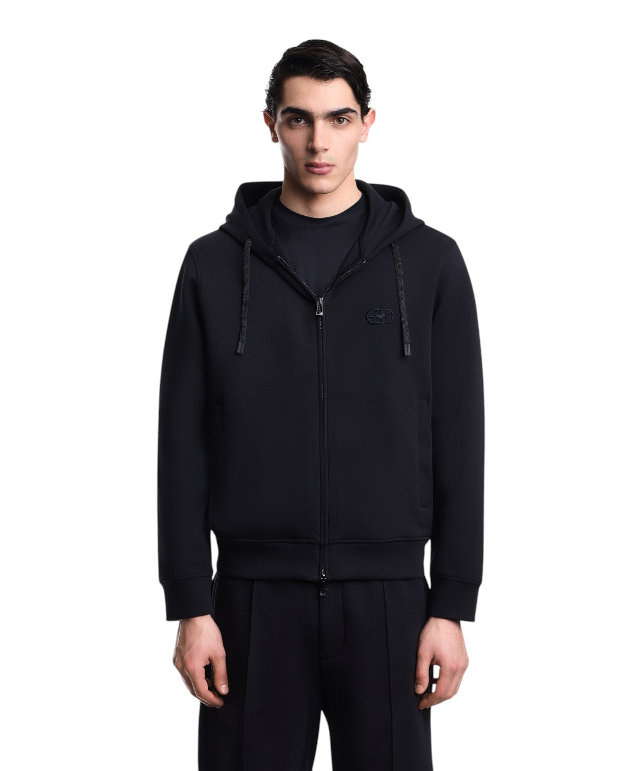 Felpa Emporio Armani Uomo Cappuccio e Zip Comoda