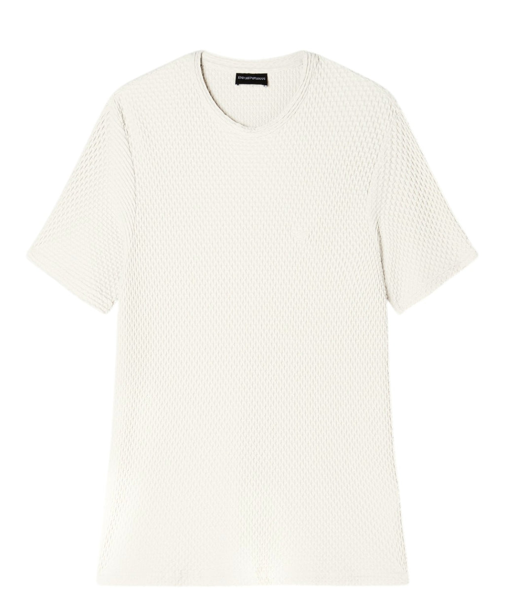 Short-sleeve embossed stretch jersey T-shirt