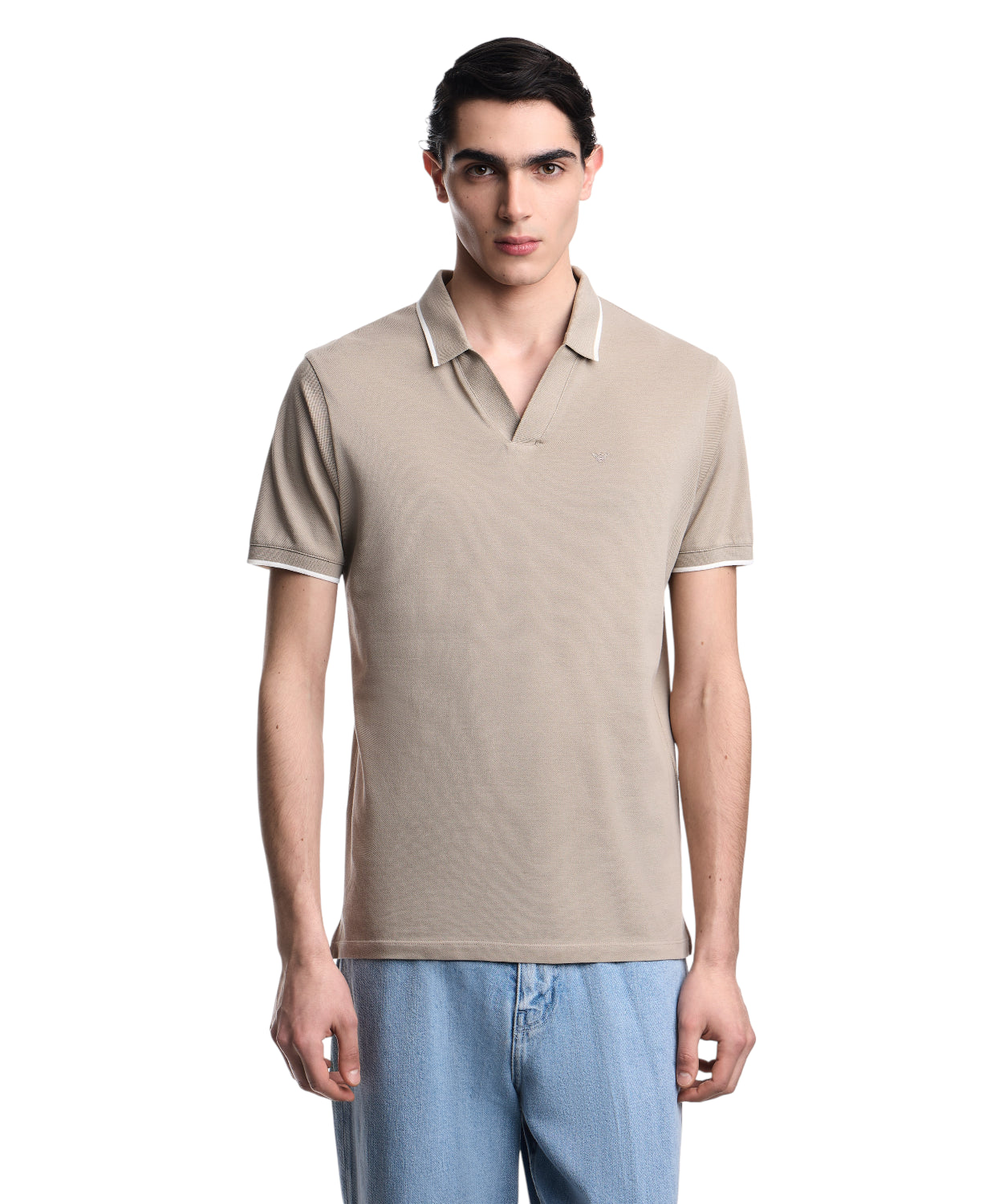 Polo Uomo Piquet Cotone con Scollo a V