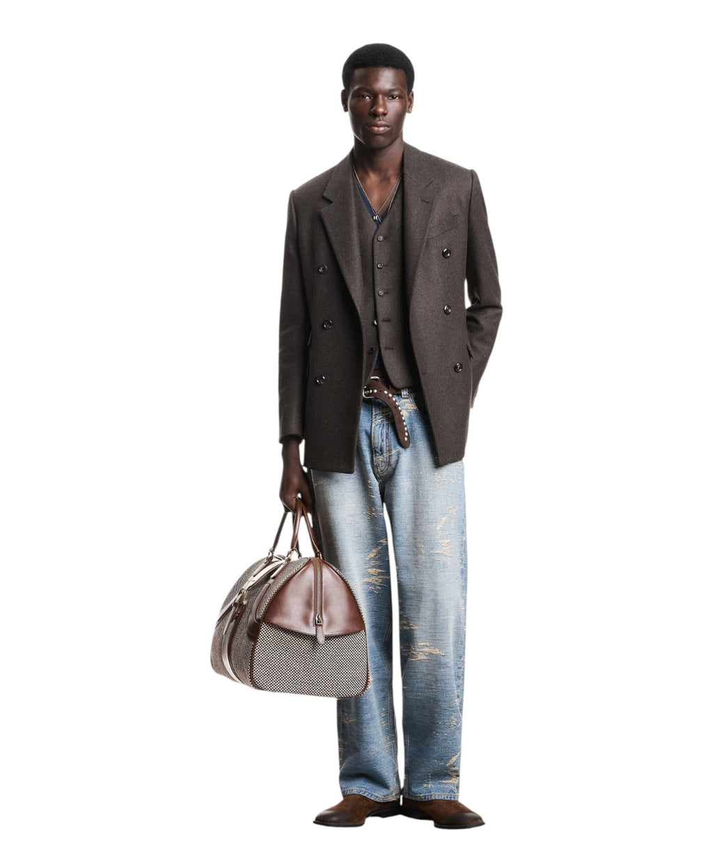 Jeans Uomo Stone Washed a Gamba Dritta Over Fit