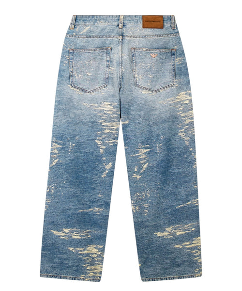 Jeans Uomo Stone Washed a Gamba Dritta Over Fit