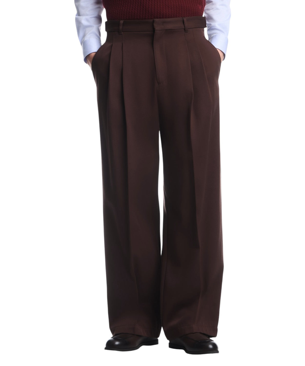 Pantaloni Uomo Cotone Gamba Dritta con Piega