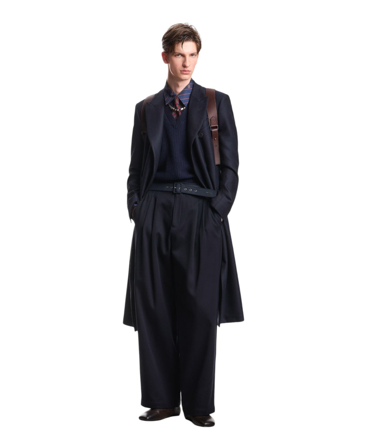 Pantaloni Uomo Cotone Gamba Dritta con Piega