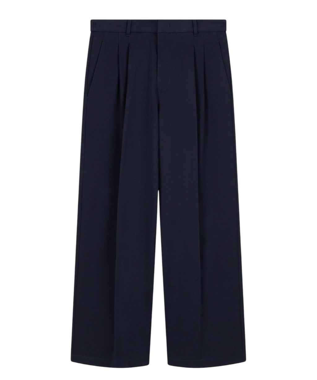 Pantaloni Uomo Cotone Gamba Dritta con Piega