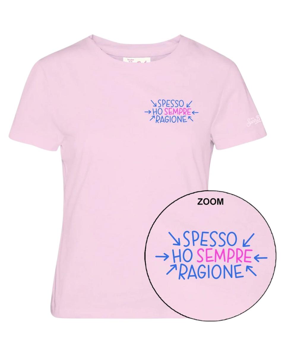 T-shirt Emilie in Cotone con Ricamo "Spesso ho Sempre Ragione"-Mc2 Saint Barth-T-shirt-Vittorio Citro Boutique