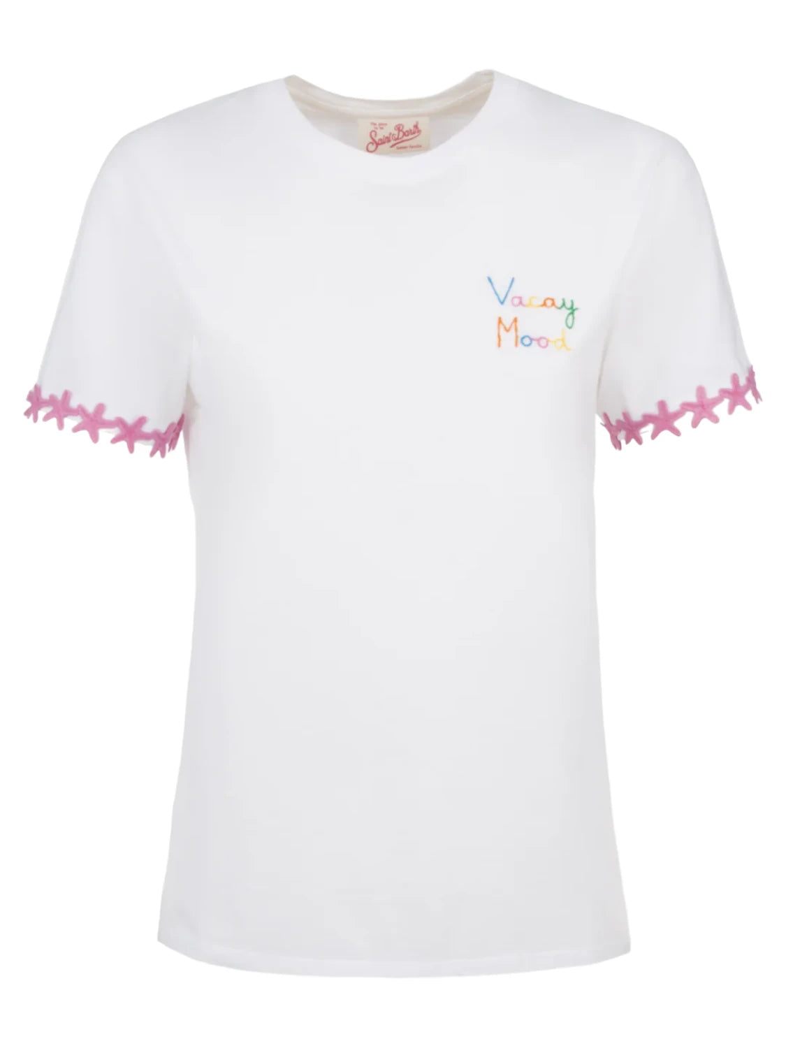 T-Shirt Emilie in Cotone con Ricamo "Vacay Mood"-Mc2 Saint Barth-T-shirt-Vittorio Citro Boutique