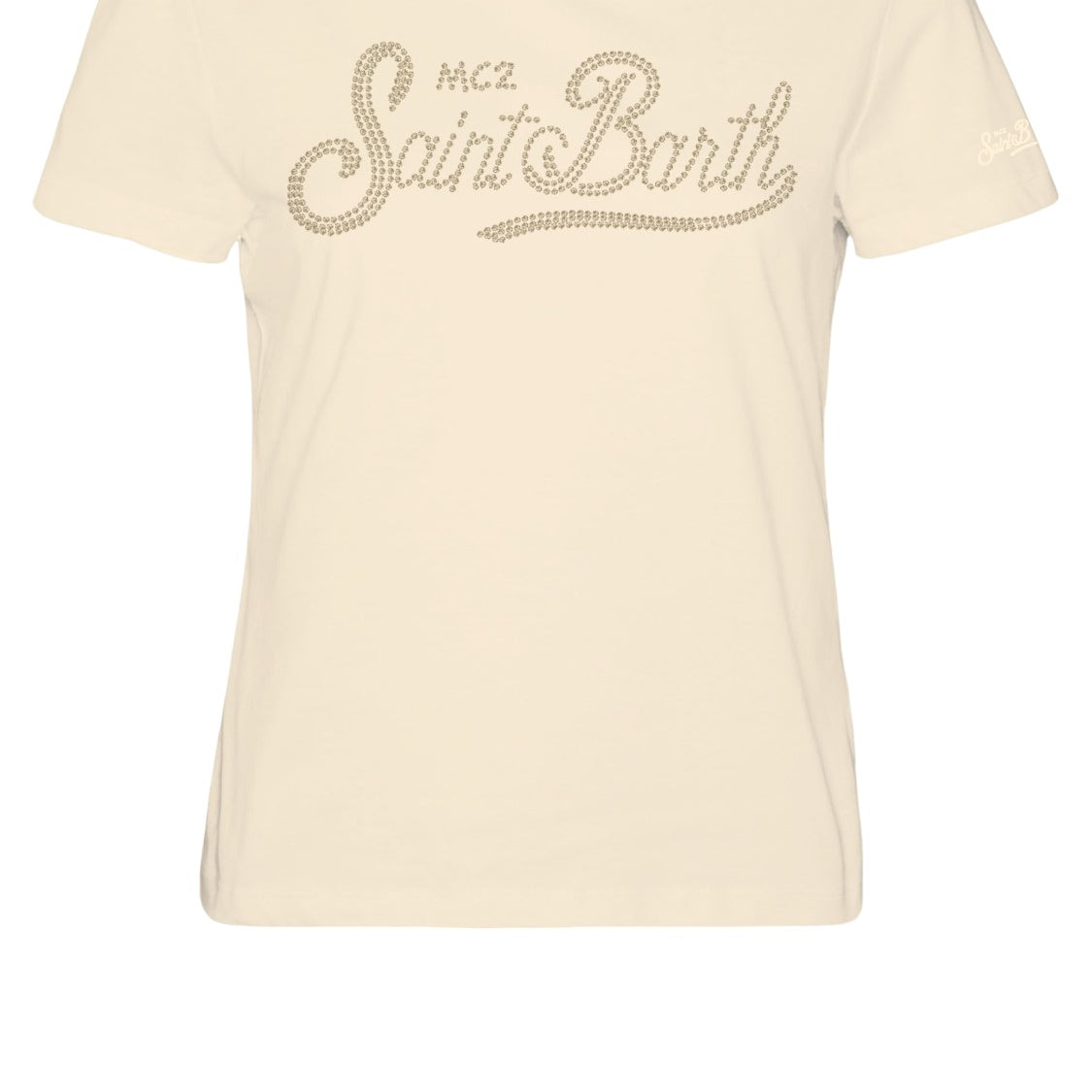 T-shirt in Cotone con Stampa Strass St. Barth
