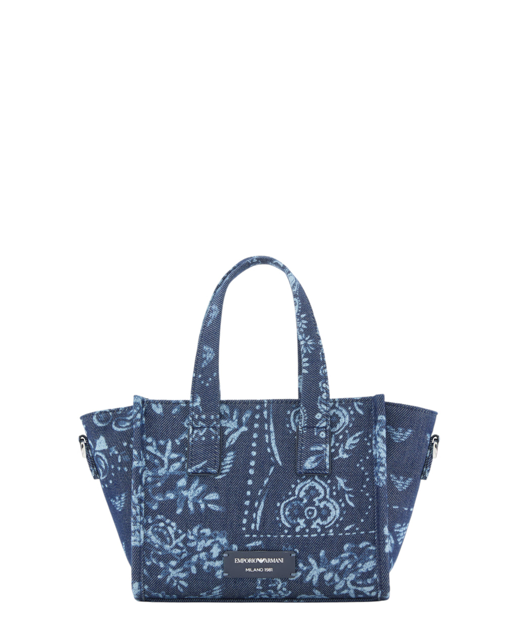 Mini Bag in Canvas con Stampa Bandana Emporio Armani