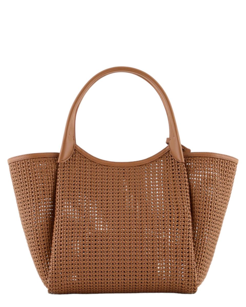 Shopper Intrecciata Grande con Charm Logo Emporio Armani-Emporio Armani-Borse a spalla-Vittorio Citro Boutique