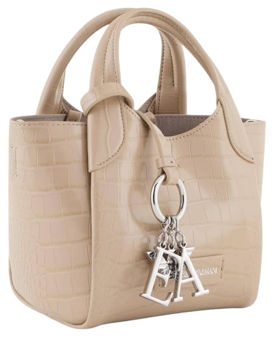 Shopper Piccola con Finish Stampa Cocco e Charm Logo-Emporio Armani-Borse a mano-Vittorio Citro Boutique