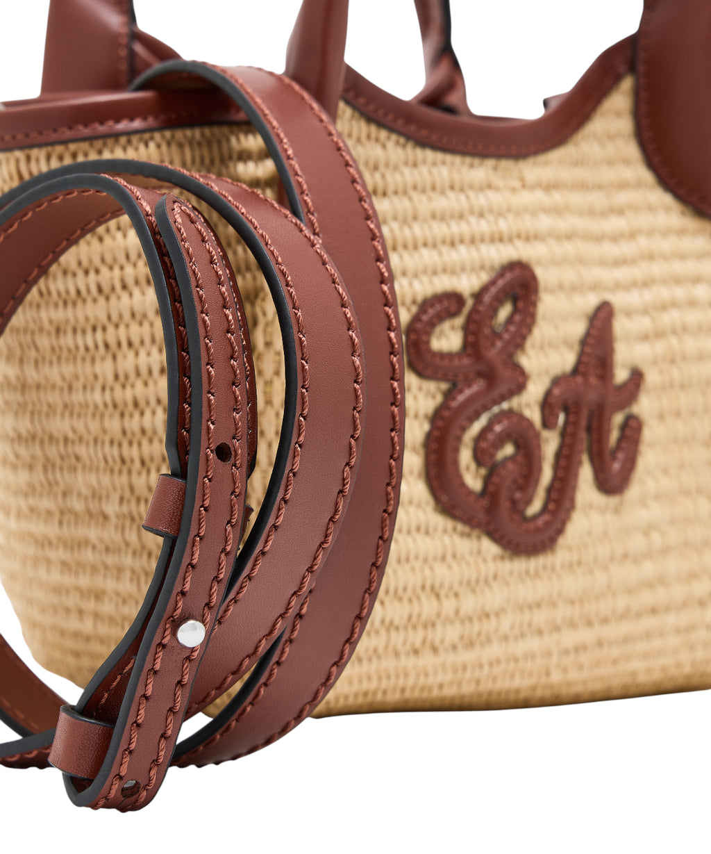 Emporio Armani Mini-Strohtasche aus gewebtem Stoff