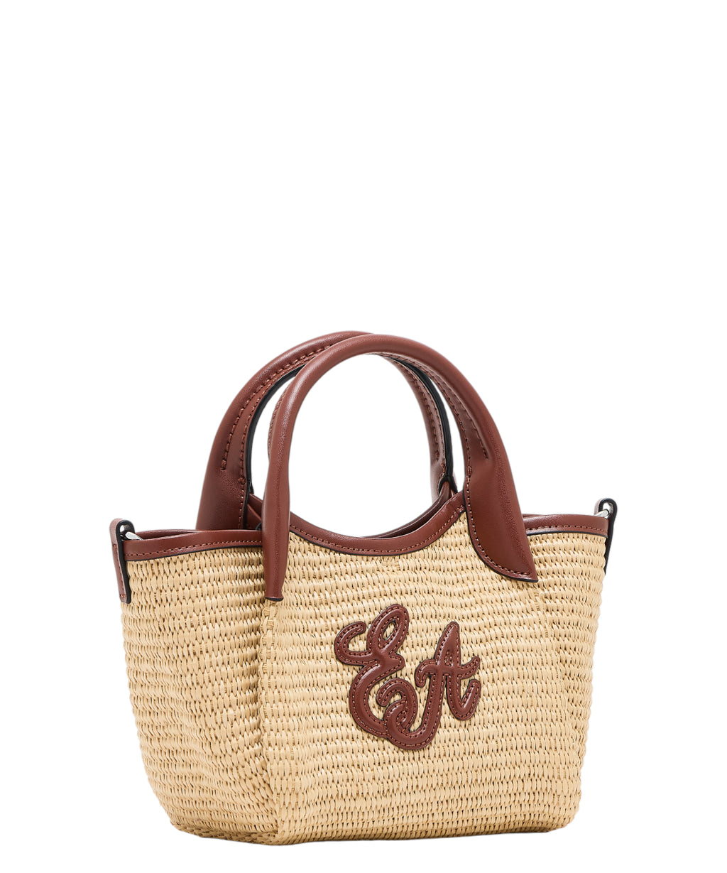 Emporio Armani Mini-Strohtasche aus gewebtem Stoff