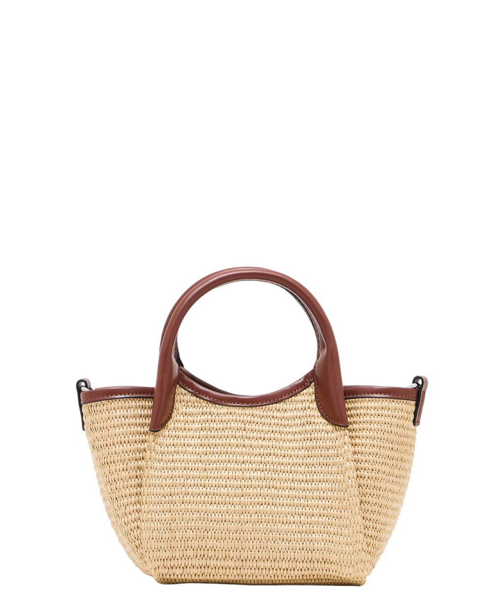 Emporio Armani Mini-Strohtasche aus gewebtem Stoff