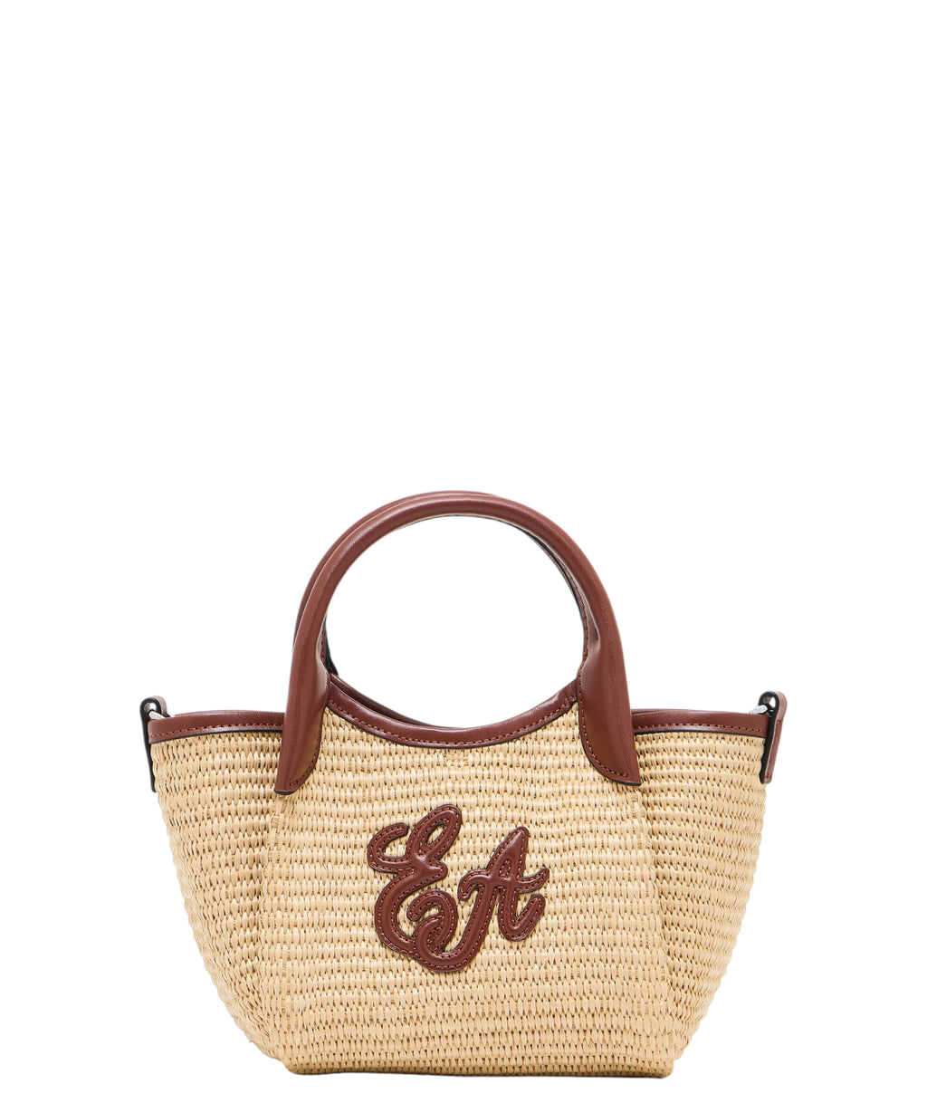 Emporio Armani Mini-Strohtasche aus gewebtem Stoff