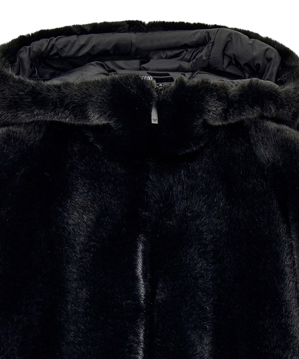 Cappotto Caban Donna in Eco Pelliccia con Cappuccio
