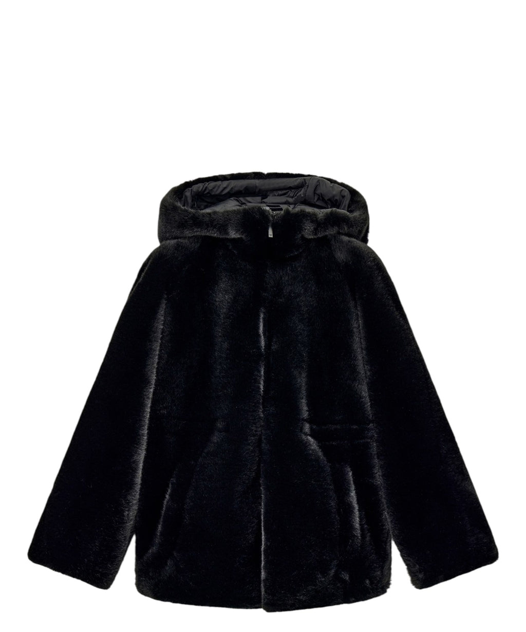 Cappotto Caban Donna in Eco Pelliccia con Cappuccio