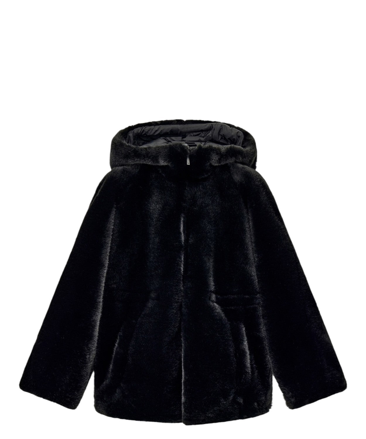 Cappotto Caban Donna in Eco Pelliccia con Cappuccio