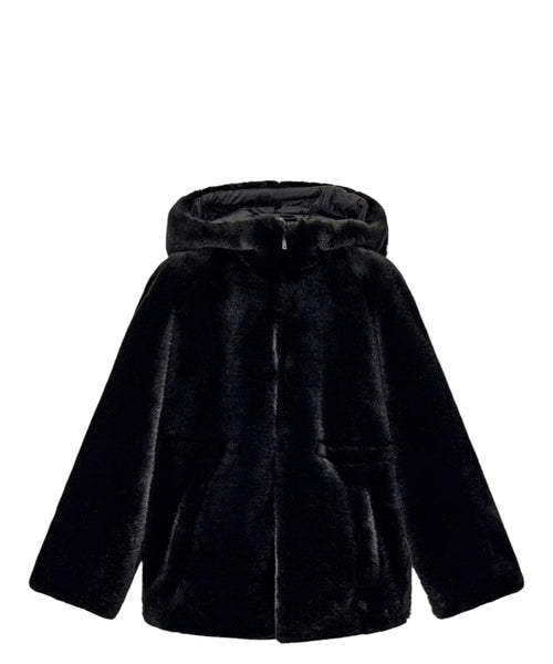 Cappotto Caban Donna in Eco Pelliccia con Cappuccio
