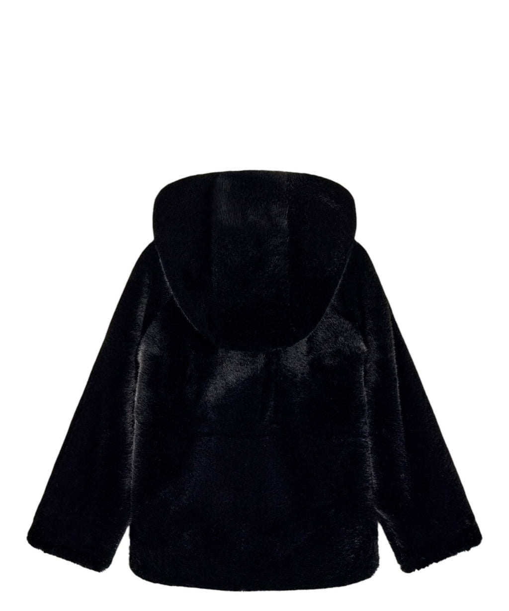 Cappotto Caban Donna in Eco Pelliccia con Cappuccio