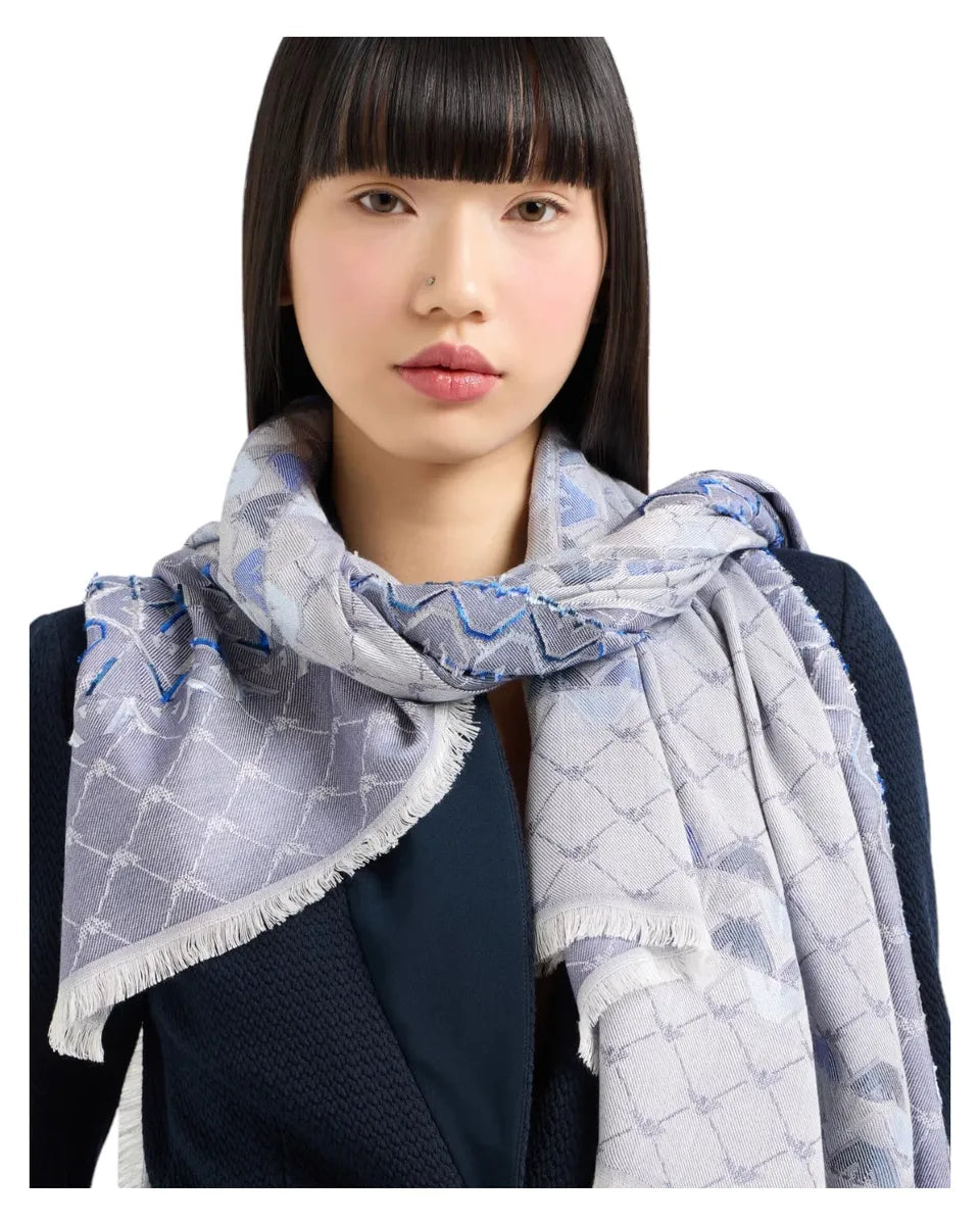 Stola in Misto Viscosa con Logo Eagle Jacquard-Emporio Armani-Sciarpe & stole-Vittorio Citro Boutique