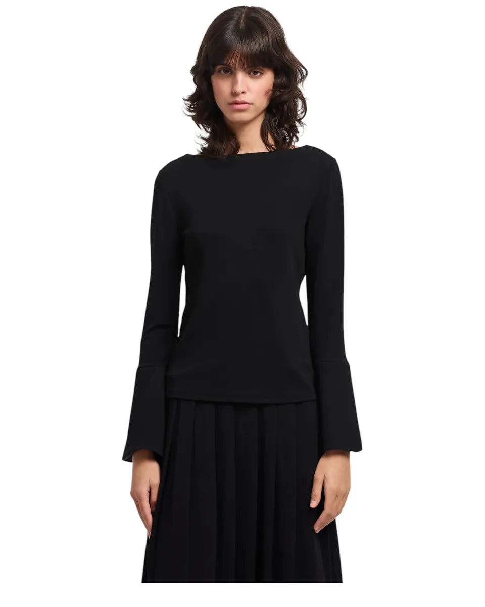 Top in Crêpe Jersey con Maniche Svasate e Scollo a Barca-Emporio Armani-Maglieria-Vittorio Citro Boutique