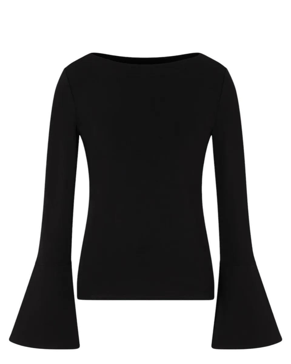Top in Crêpe Jersey con Maniche Svasate e Scollo a Barca-Emporio Armani-Maglieria-Vittorio Citro Boutique
