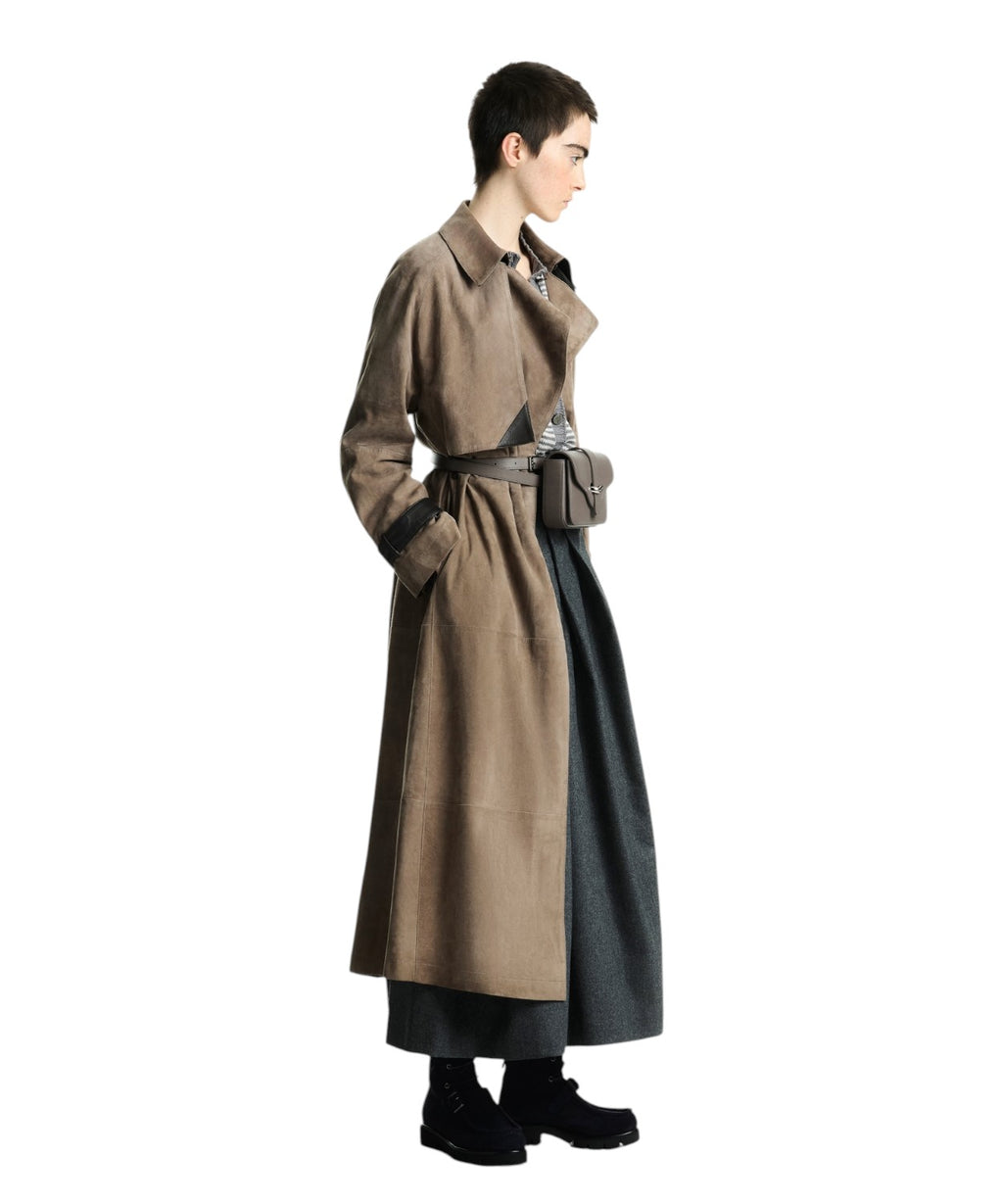 Trench Emporio Armani EA Signature in Pelle Scamosciata