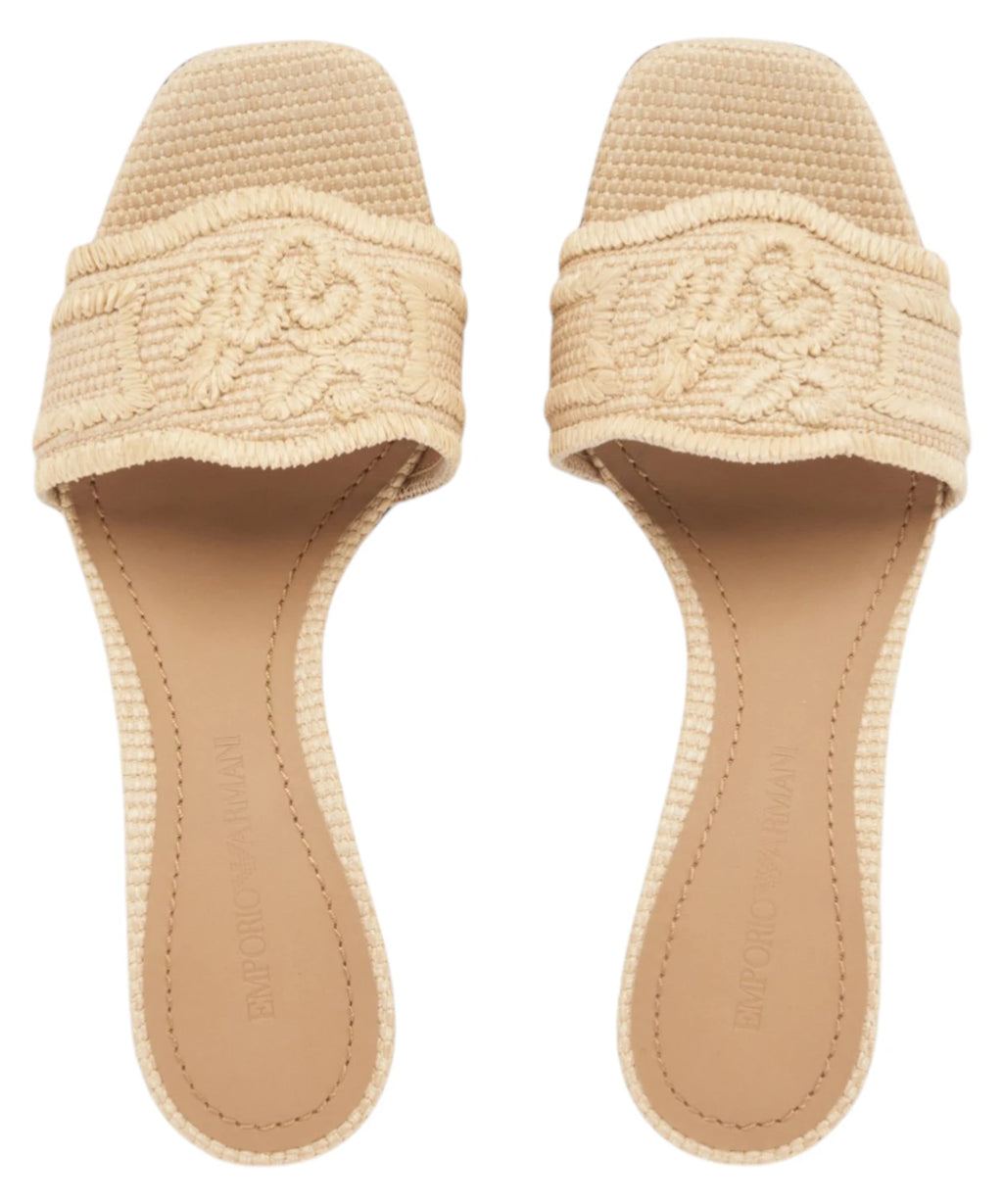 Emporio Armani Sandali con Tacco in Rafia Intrecciata