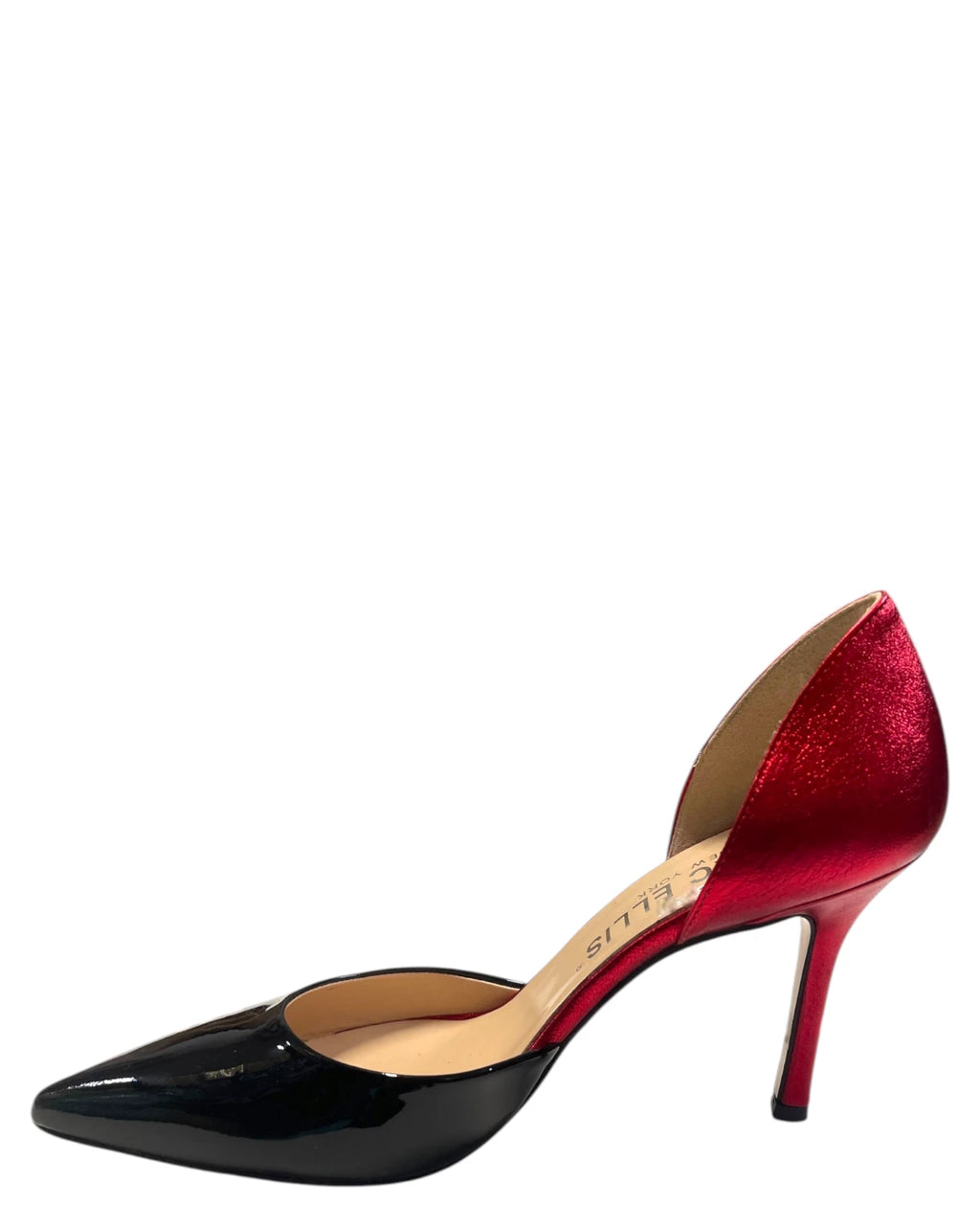 Dames Décolleté Rood Metallic en Zwart met Hoge Hak