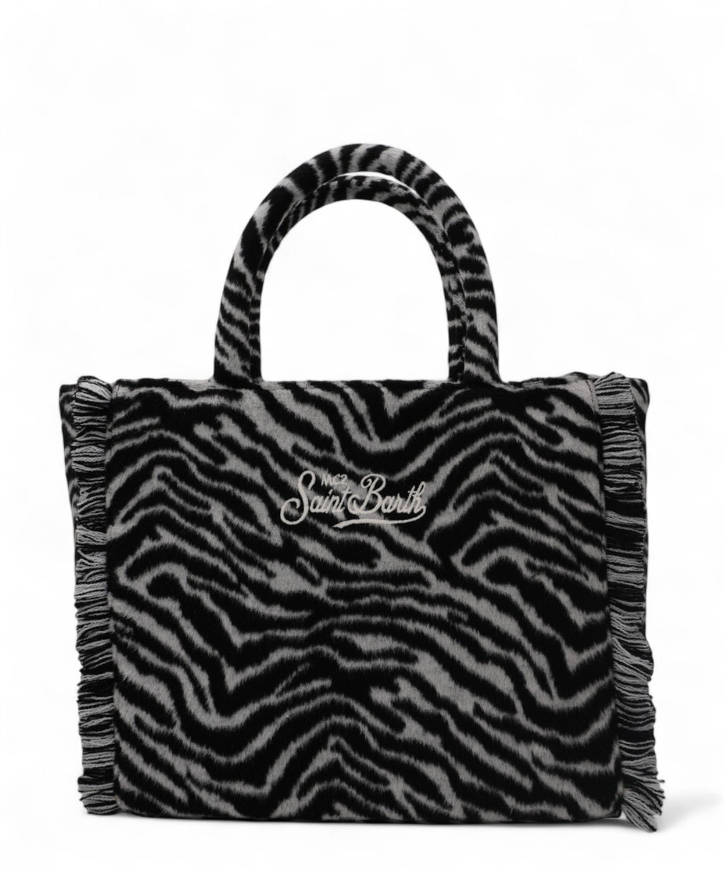 Colette Felt zebrata – borsa a mano in misto lana con tracolla-Mc2 Saint Barth-Borse a mano-Vittorio Citro Boutique