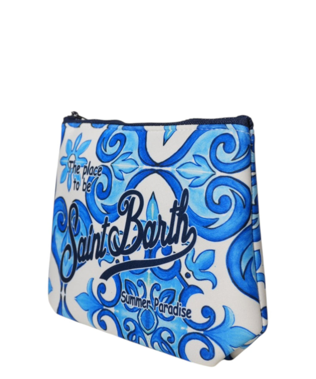 Aline MC2 Saint Barth clutch bag with logo and print