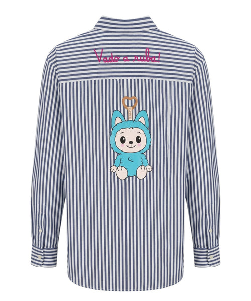 Camicia Brigitte van katoenpopeline met Labubu-borduurwerk
